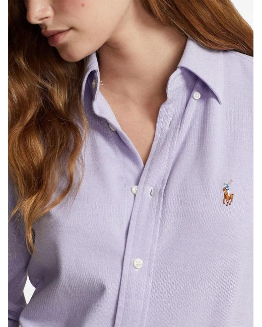Polo Ralph Lauren Blue Polo Pony-Embroidered Cotton Shirt