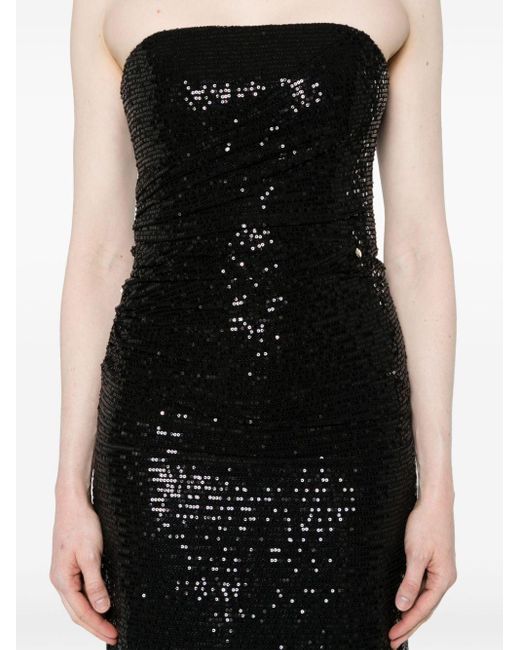 Nissa Black Sequinned Maxi Dress