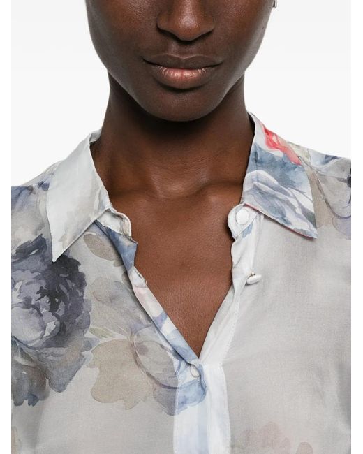 Blugirl Blumarine White Floral-Print Shirt
