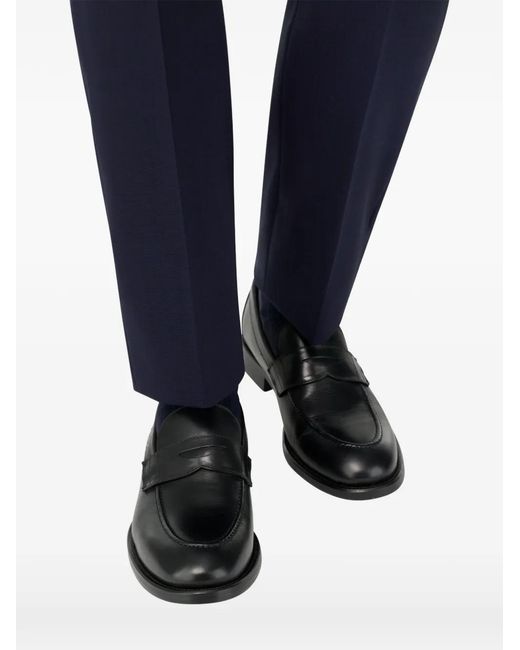 Boggi Black Brushed-Leather Blake-Construction Loafers for men