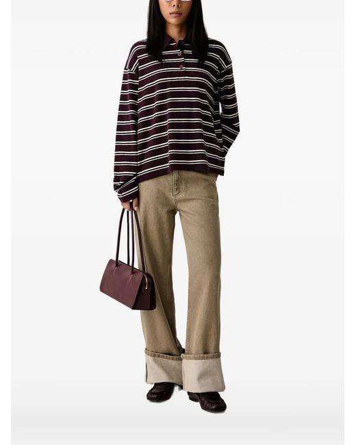 Marc O' Polo Black Striped Long-Sleeve Polo Shirt