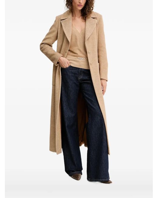 Fracomina Blue Belted Herringbone Coat