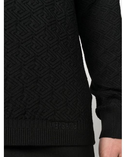 Versace Black La Greca Cotton-Silk Jumper for men