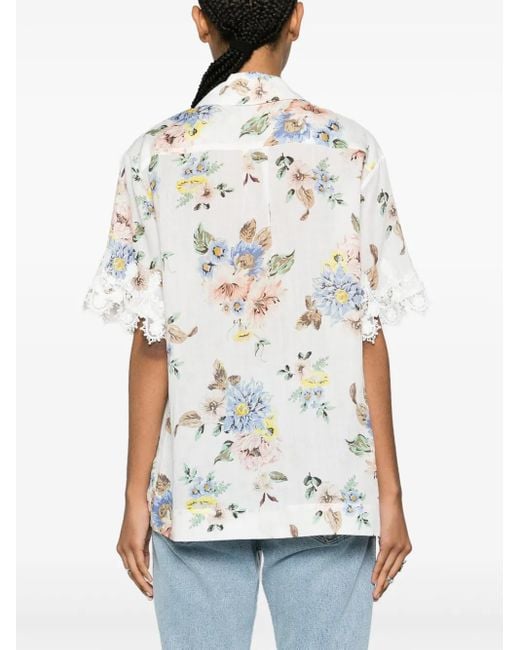 Zimmermann White Lace Trimmed Oversized Shirt