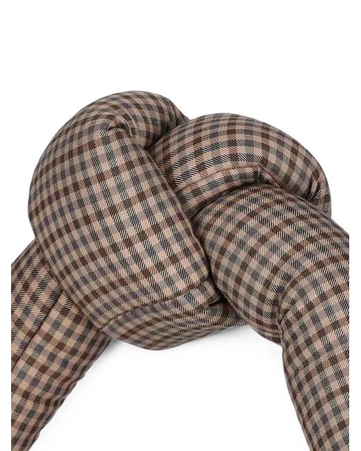 A.W.A.K.E. MODE Brown Mia Knotted Gingham Shoulder Bag
