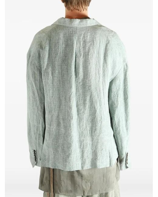 Ziggy Chen Green Double-Breasted Linen Blazer for men