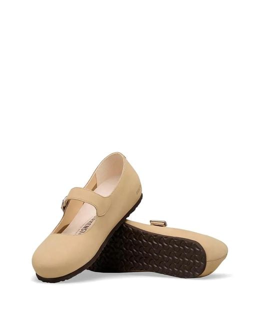 Birkenstock White Santa Clarita Buckle-Strap Ballet Flats