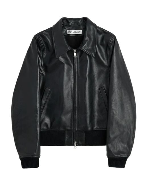 Our Legacy Black Radar Bomber Leather Jacket