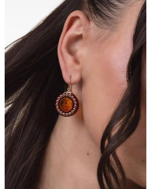 Mark Davis Yellow 18K Garnet Bakelite Earrings