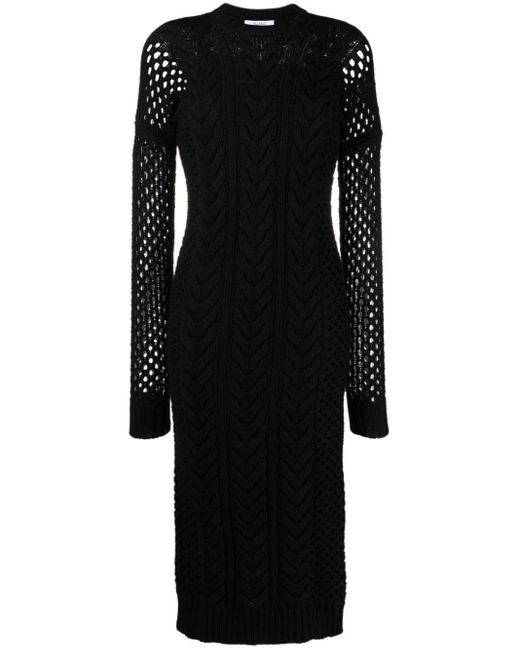 Max Mara Mesh Panelled Midi Dress in Black | Lyst