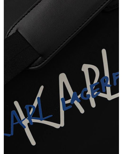 Karl Lagerfeld Black Logo-Print Holdall Bag for men