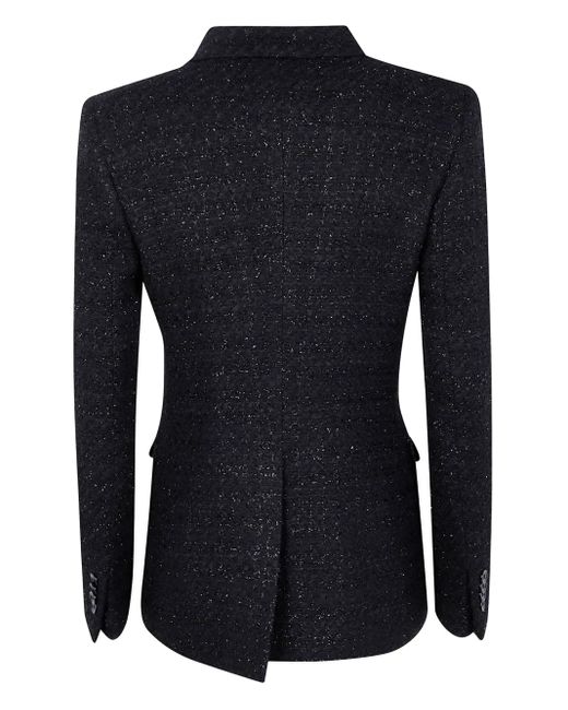 Tagliatore Black Metallic Tweed Double-Breasted Blazer