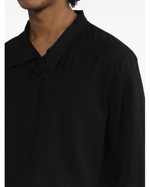 Julius Black Asymmetric Button-up Shirt for men