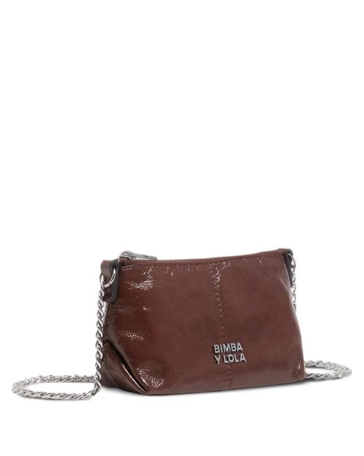 Bimba Y Lola Brown Chain Leather Satchel