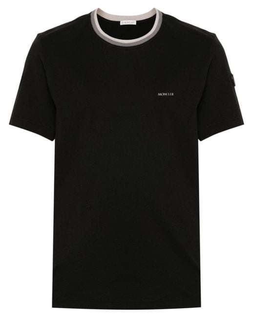 T-shirt con logo goffrato di Moncler in Black da Uomo