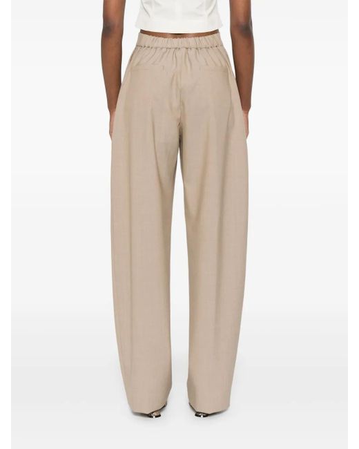 Sportmax Natural Virgin wool high-waisted trousers