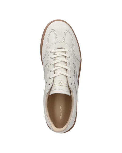 Gant White Lace-Up Panelled Sneakers