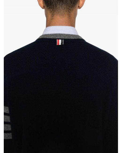 Thom Browne Blue 4-Bar Stripe Wool Jumper for men