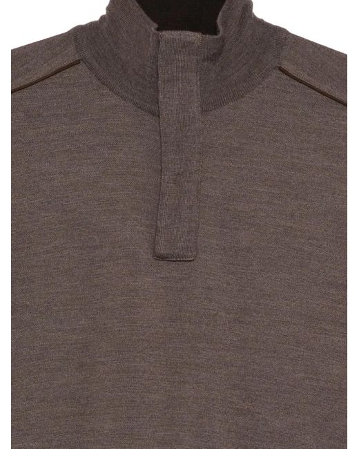 Paul & Shark Brown High-Neck Half-Zip Sweater for men