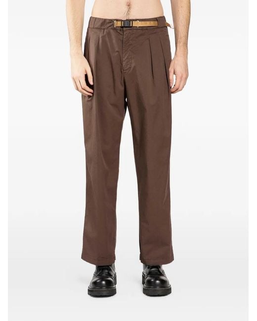 White Sand Brown Pantalon Plissé À Taille Ceinturée for men