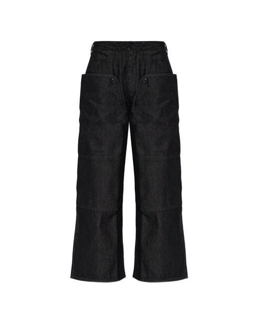 Y-3 Black X Yohji Yamamoto Button-Detail Wide-Leg Jeans