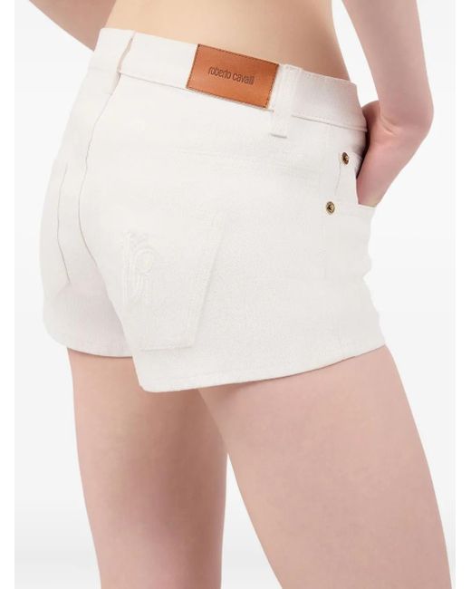 Roberto Cavalli White Cotton Denim Shorts
