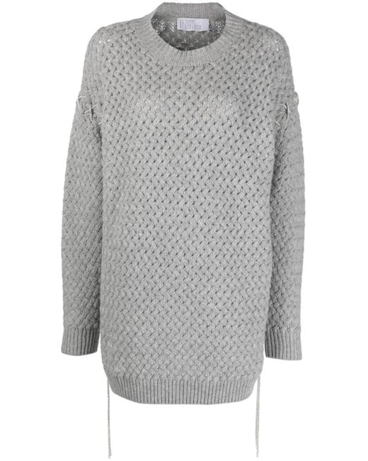 GIUSEPPE DI MORABITO Gray Decorative-Stitching Knitted Minidress
