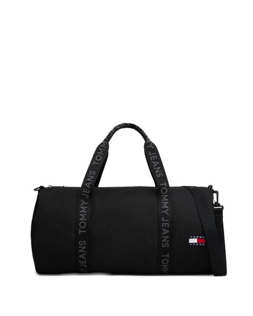 Tommy Hilfiger Black Logo-Strap Duffle Bag for men