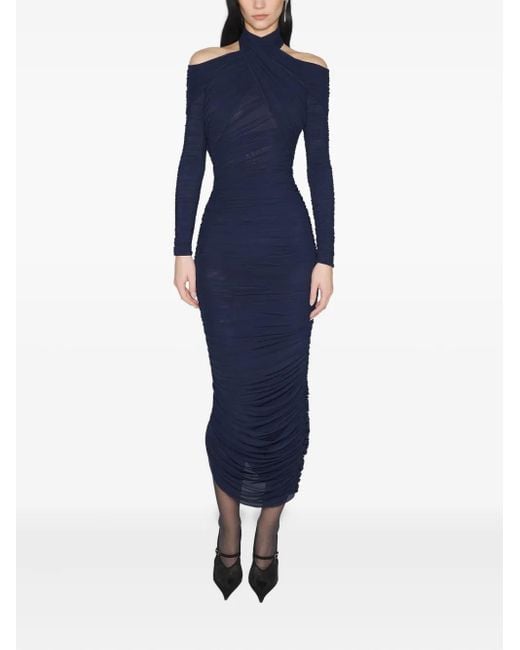 Abito Midi Drappeggiato di Mugler in Blue