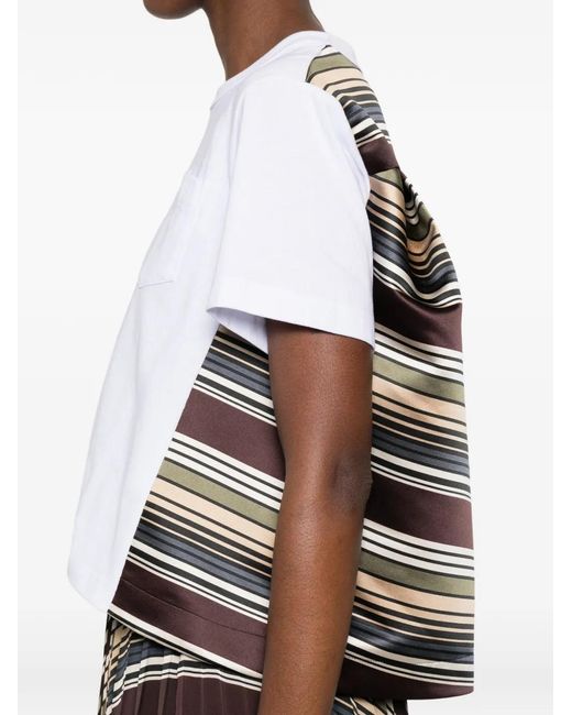 Sacai White Striped T-Shirt