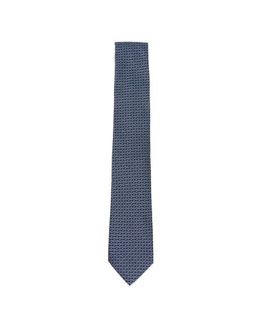 Ferragamo Blue Gancini Jacquard Tie for men