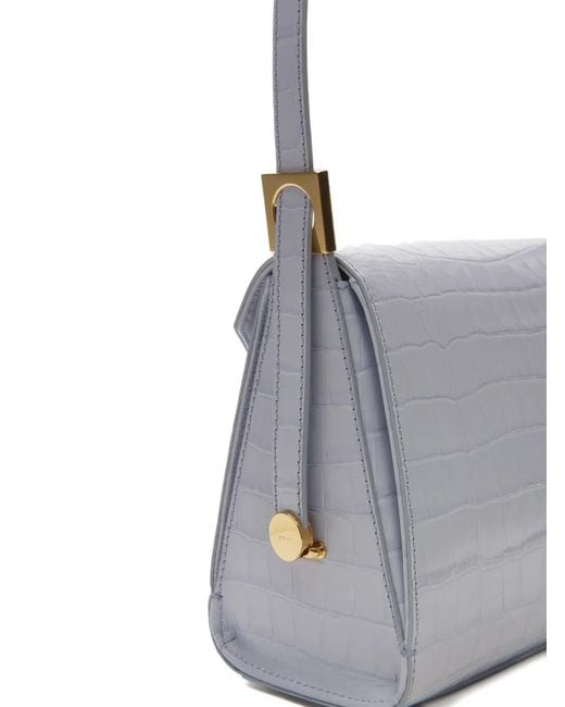 Bally White Crocodile-Print Top-Handle Bag