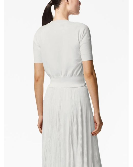Altuzarra White Short-Sleeve Knitted Crop Top