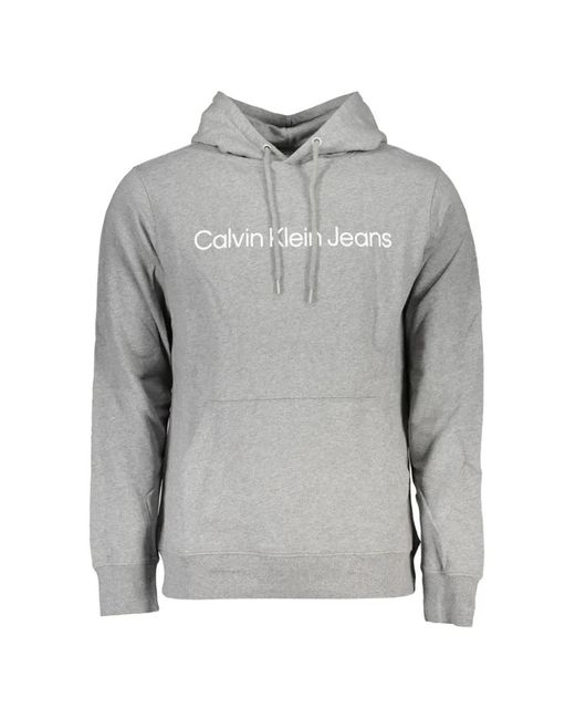 Calvin Klein Gray Logo-Print Hoodie for men
