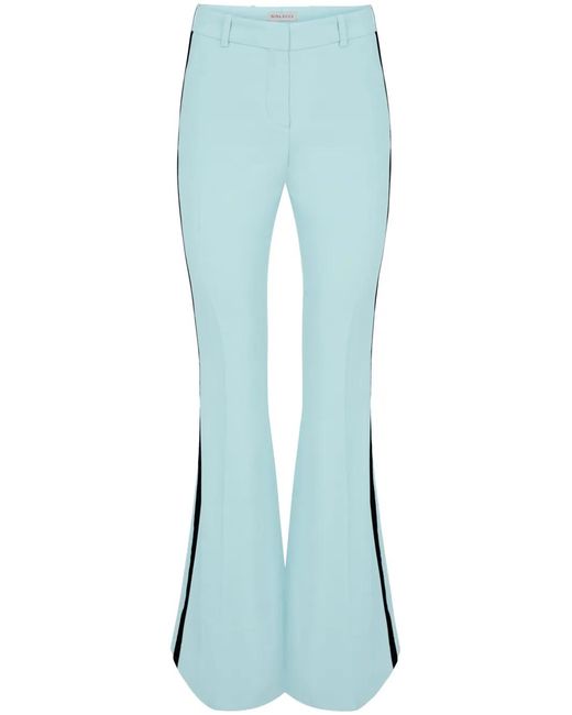 Nina Ricci Blue Velvet-Trim Flared Trousers
