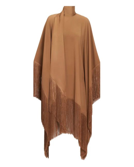 ‎Taller Marmo Brown High-Neck Fringe Mini Dress