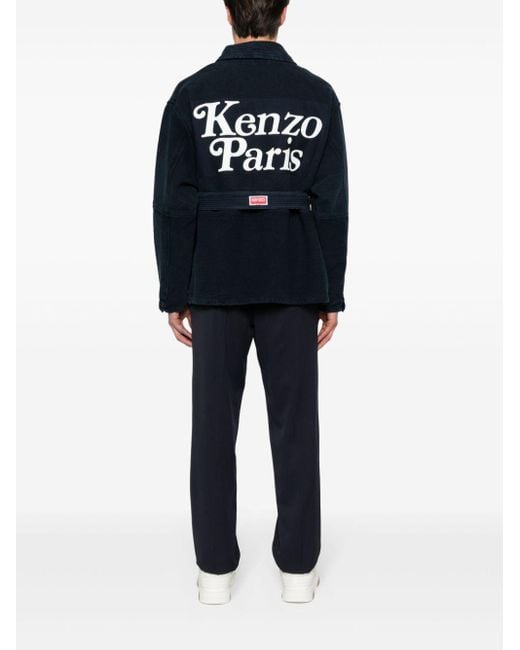 Veste en coton à patch logo KENZO pour homme en coloris Blue