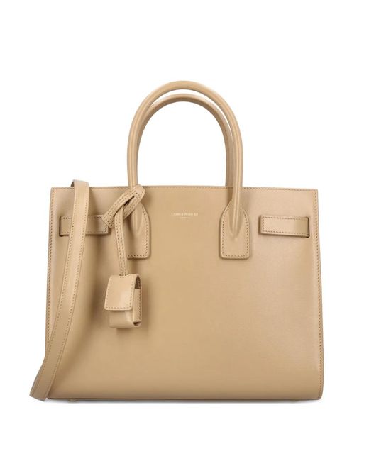 Saint Laurent Natural Sac De Jour Leather Handbag