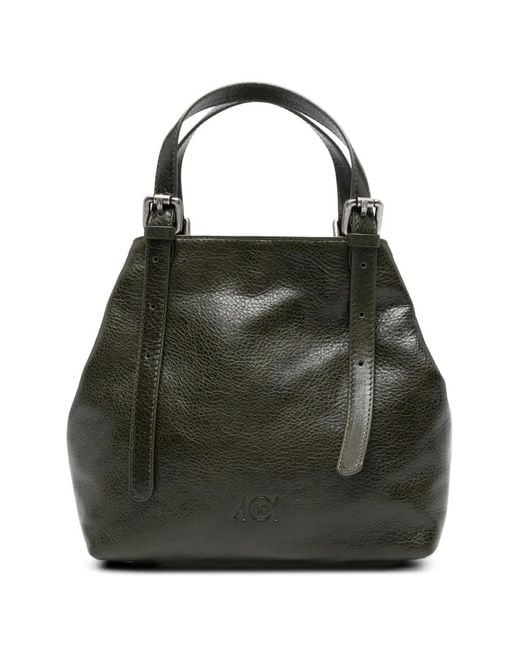 AUTENTICA 504 Black Small Galatea Buckle Top-Handle Tote Bag