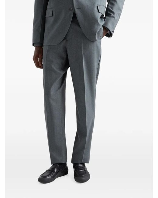 Prada Gray Wool Pants for men