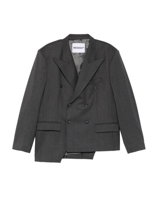 MEDEA Gray Trapezoid Asymmetrical Blazer for men