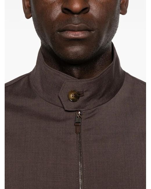 Canali Brown Zip-Fastening Long-Sleeve Jacket for men