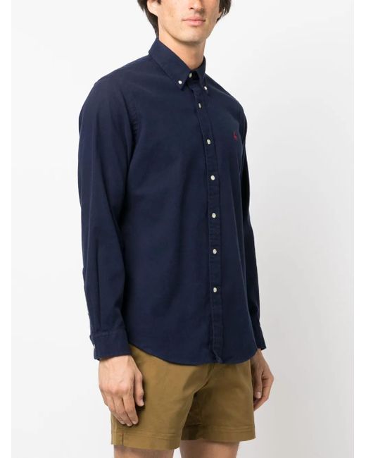 Polo Ralph Lauren Blue Polo Pony Button-Up Cotton Shirt for men