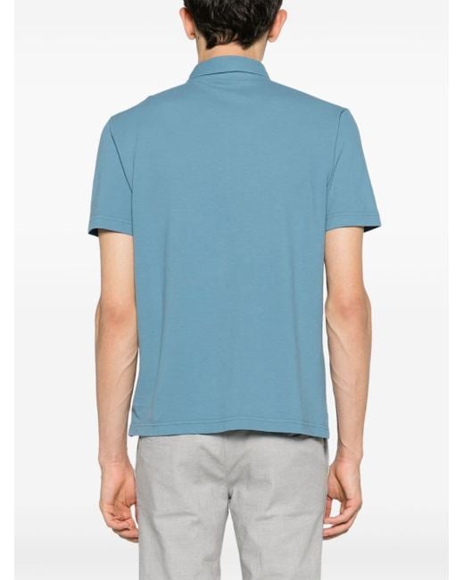 Zanone Blue Short-sleeve Cotton Polo Shirt for men