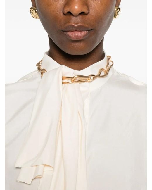 Givenchy White Tie Neck Blouse