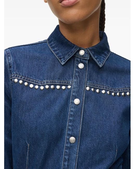 Robe En Jean Plissée À Détails De Clous Karl Lagerfeld en coloris Blue