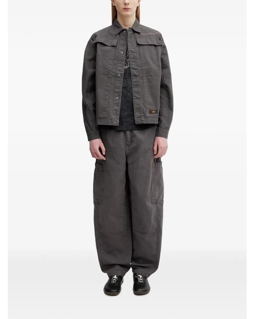 Alpha Industries Gray Logo-Patch Flap-Pocket Jacket for men