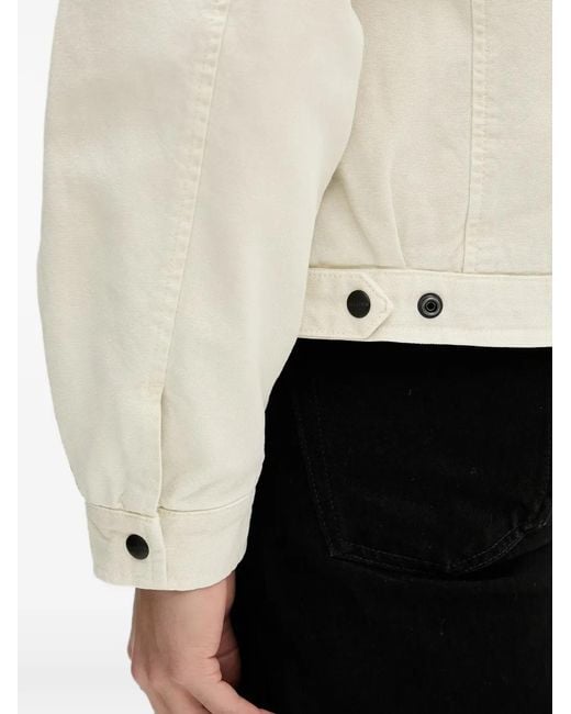 AllSaints White Corduroy-Collar Logo-Patch Relaxed Fit Jacket for men