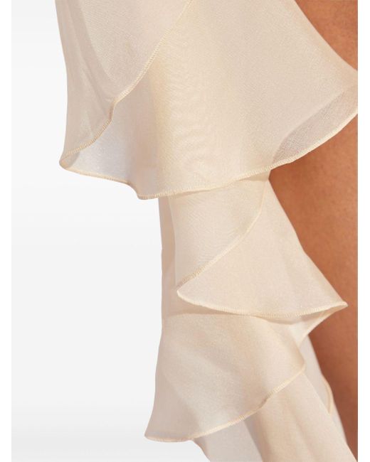 Blumarine Natural Ruffled Silk Mini Skirt