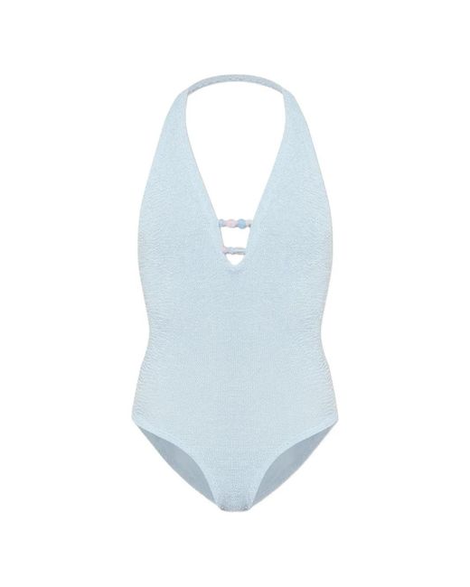 Hunza G Blue Maillot De Bain Adriana À Perles